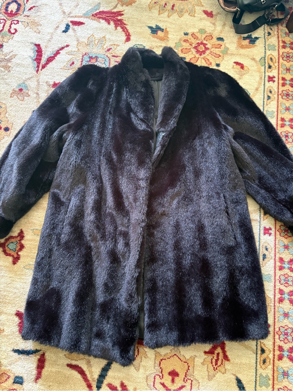 Vintage Black Faux Fur Coat